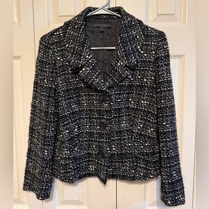 Lafayette 148 New York Petite Black White Tweed Boucle Jacket Blazer